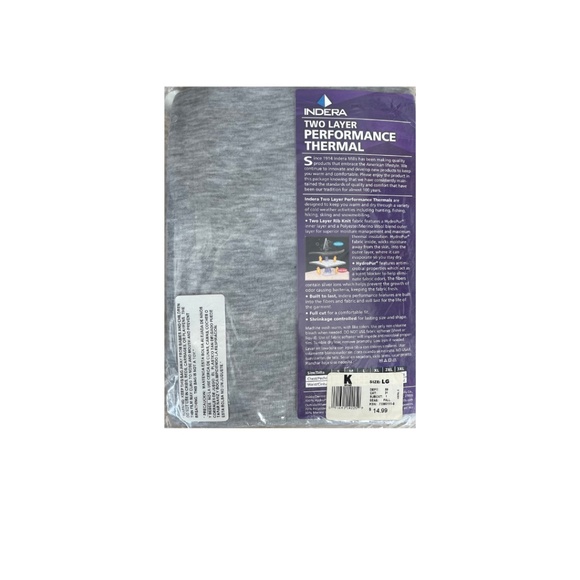 Indera Two Layer Performance Thermal Shirt-Size Large-New in Package - Picture 6 of 6